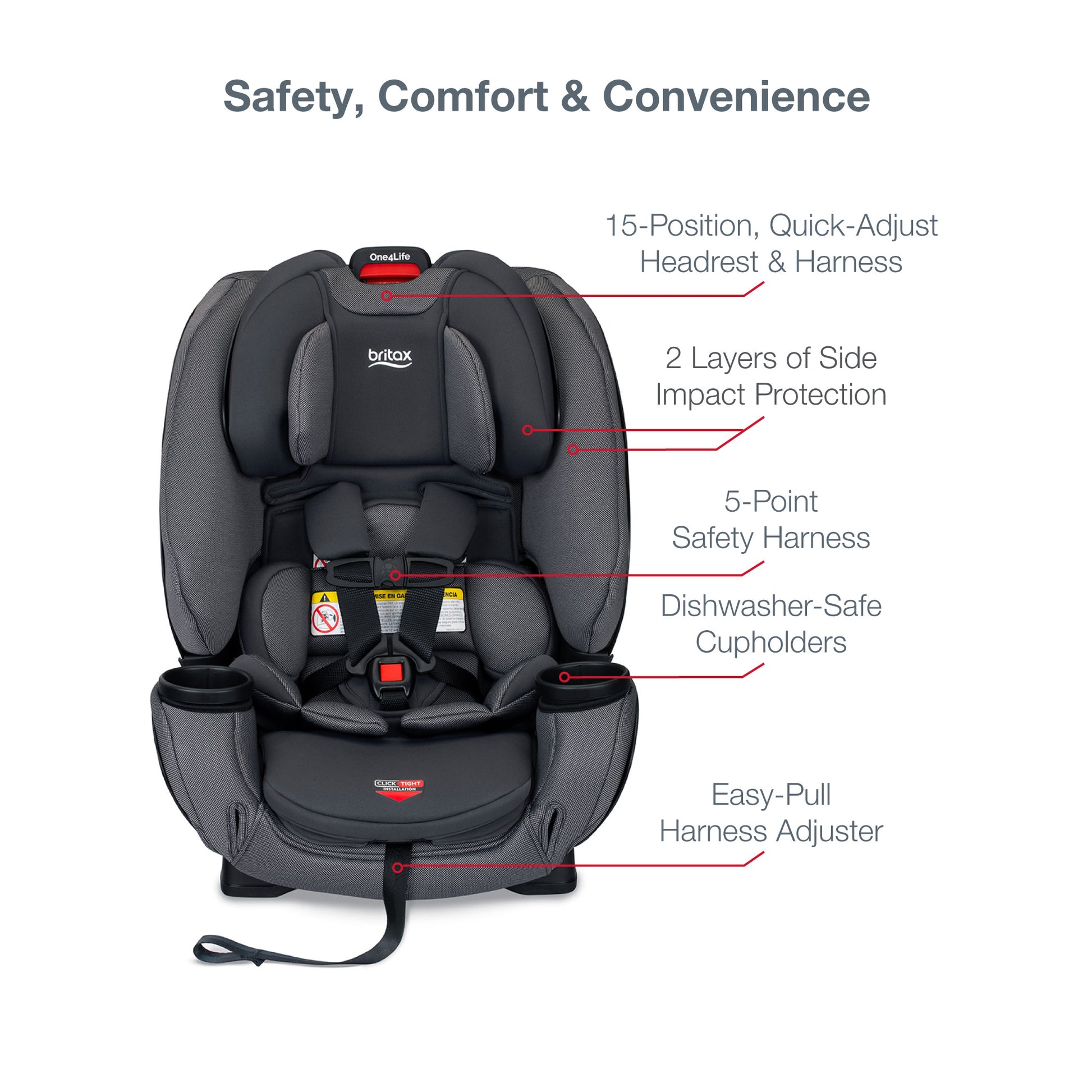 Britax One4Life ClickTight All-In-One Car Seat Features - Drift Gray